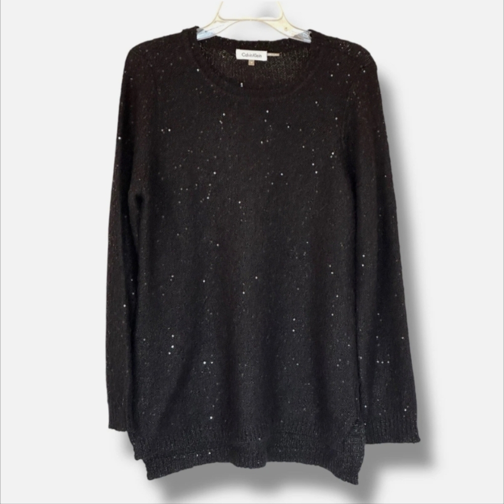 Calvin Klein | Women’s Black Sequin Sweater Mohair Blend | Size S